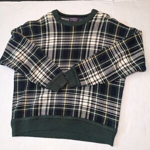 Vintage 90s Mens Preppy Grandpa  Sweater Plaid /XL